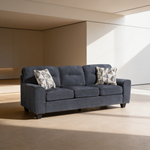 Durable Chenille Fabric Sofa w Decorative Pillows Blue Contemporary Living Room Furniture 1pc-B011P474277 - 场景图
