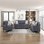 Durable Chenille Fabric Sofa w Decorative Pillows Blue Contemporary Living Room Furniture 1pc-B011P474277 - 正方形修复