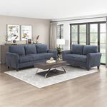 Contemporary 3-Seater Sofa Plush Foam Padded Blue Chenille Upholstered Pochet Coils Living Room Furniture 1pc-B011P474397 - 正方形修复