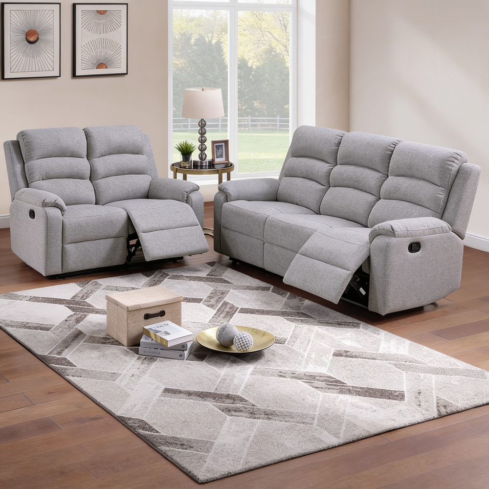 Modern 2pc Living Room Set 1x Sofa 1x Loveseat Padded Armrest And Backrest Vertical Tufting Sincere Bone Finish Primary Living Room Furniture-B011S02379 - 正方形修复