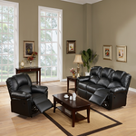Modern 2pc Living Room Set 1x Sofa 1x Recliner Black Finish Cushion Backrest Pillow Armrest Primary Living Room Furniture-B011S02384 - 正方形修复
