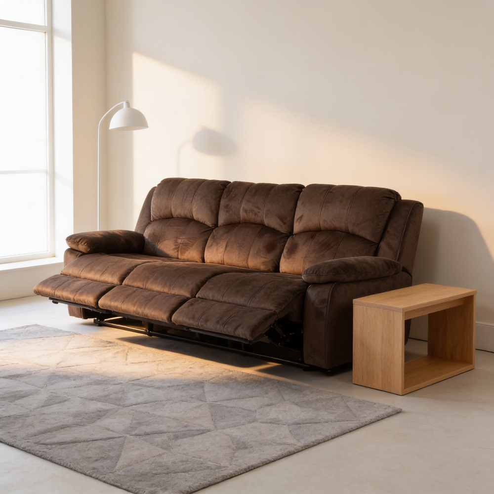 Modern Style 2pc Living Room Set Horizontal And Vertical TuftingCushion Back Pillow Arms Suede Padded Chocolate Finish Primary Living Room Furniture-B011S02396 - 场景图