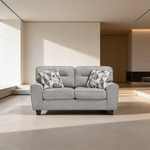 Contemporary 3pc Set Living Room Sofa Loveseat Chair Gray Durable Chenille Fabric Decorative Pillows Wooden Furniture-B011S02476 - 场景图