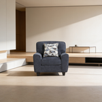 Contemporary Blue 3pc Set Sofa Loveseat Chair Durable Chenille Fabric Decorative Pillows Wooden Living Room Furniture-B011S02477 - 场景图