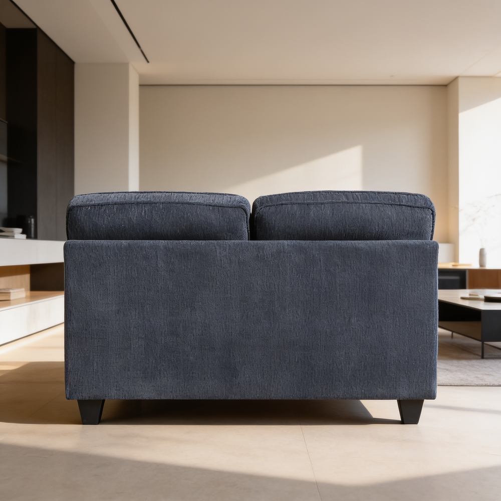 Contemporary Blue 3pc Set Sofa Loveseat Chair Durable Chenille Fabric Decorative Pillows Wooden Living Room Furniture-B011S02477 - 场景图