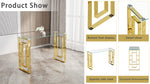 Console Table Stainless Steel Glass,Meal side table Golden Clearbs-02 W1727P195276-djyc