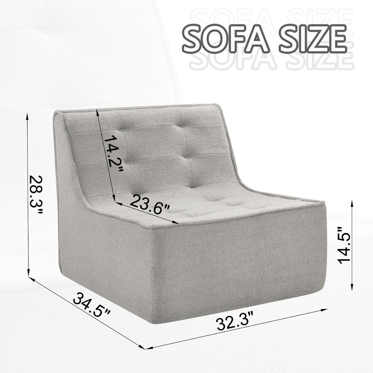 Fireside Chair, Lazy Floor Sofa Couch, Large Bean Bag Chair for Adults with High Resilience Foam for Living Room, Bedroom and Office, Velvet Fabric, Gray W1998P195215-djyc