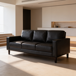 Weld Black 3-Piece Upholstered Track Arm Sofa Set with Plush Cushions and Tapered Legs in Black Faux Leather-B062S01658 - 场景图