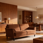Dania Rust 2-Piece Upholstered Crescent Arm Sofa Set in Rust Fabric with Black Wood Frame, 74.75 Inches Wide - B062S01663 - 场景图