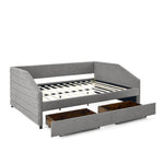 Queen Size Daybed with Two Drawers Trundle Upholstered Tufted Sofa Bed, Linen Fabric, Grey (88"x64.5"x34") W487S00167-djyc