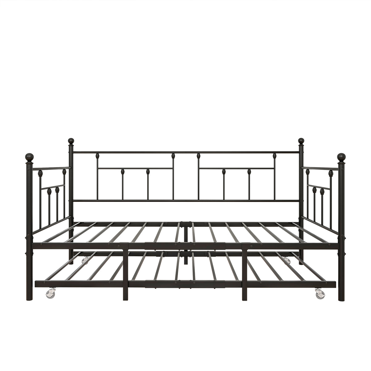 Metal Daybed Frame Twin Size Platform with trundle , No Box Spring Needed Black W840104493-djyc