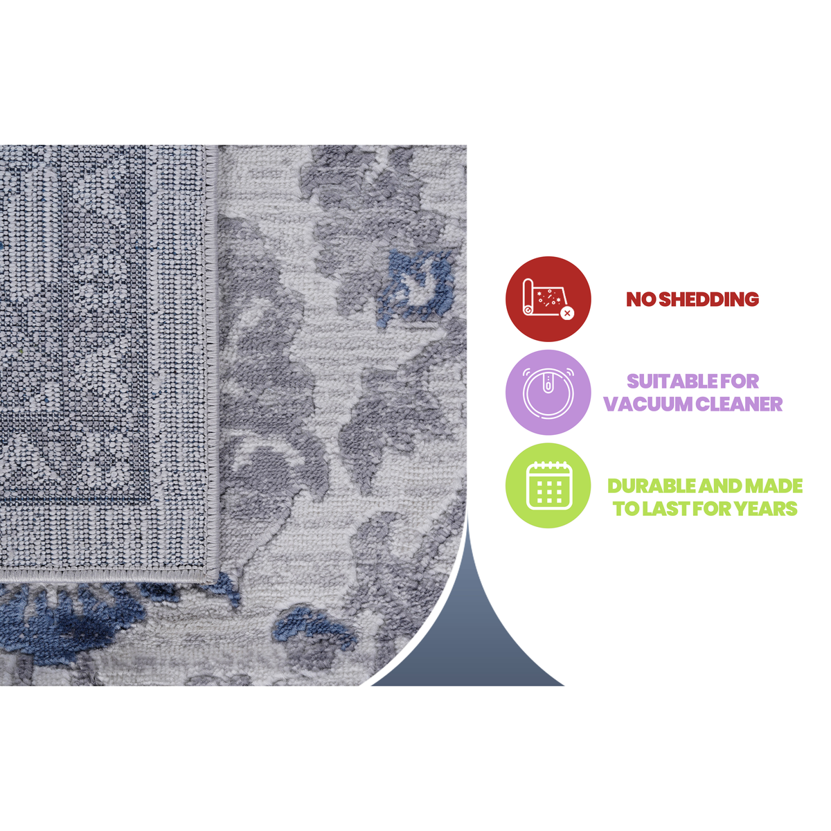 MARFI Collection 2X8 Blue / Silver / Oriental Runner Rug-B189P183518 - 商品介绍图