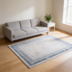 MARFI Collection 2X3 Blue / Ivory / Bordered Doormat Rug-B189P183526 - 场景图