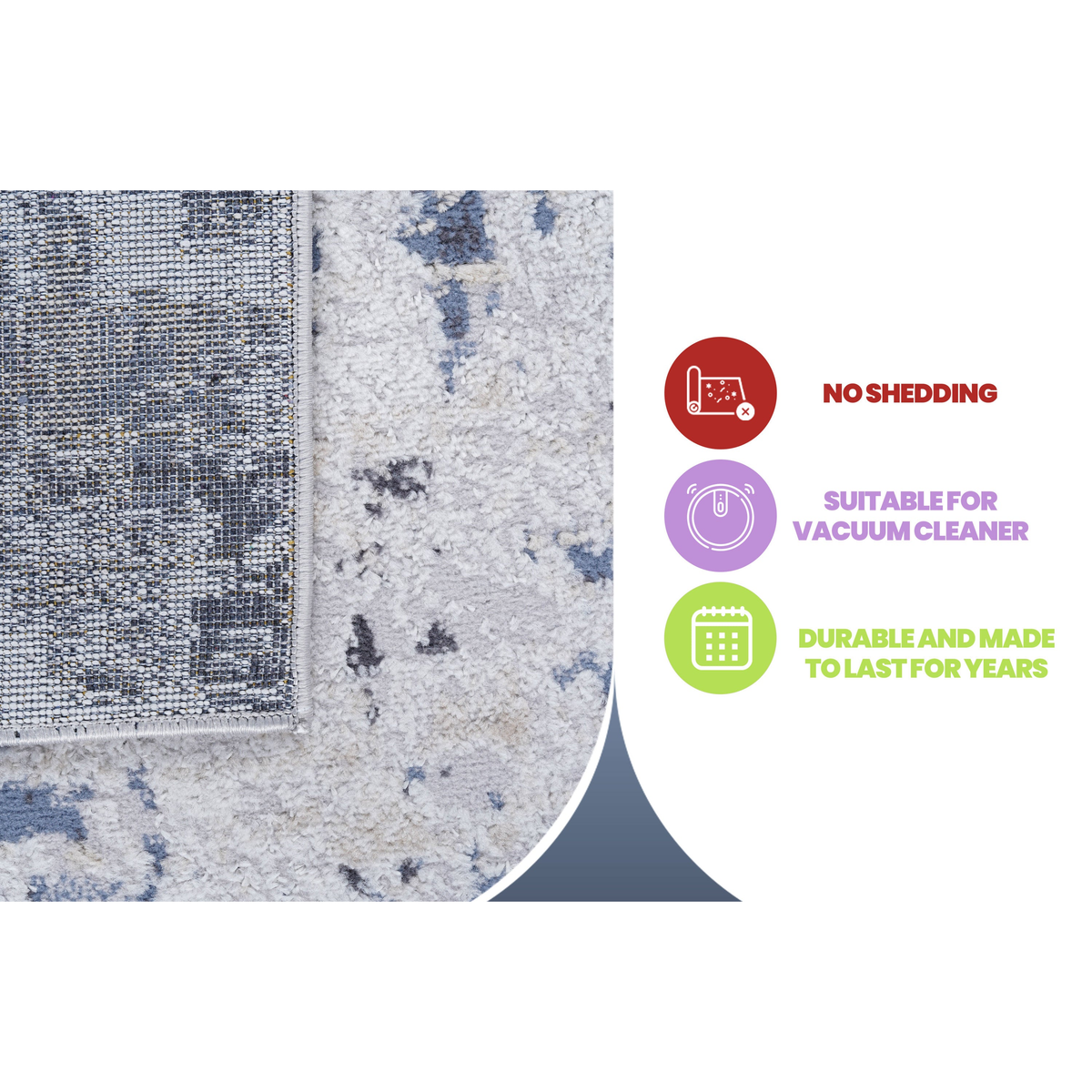 PAYAS Collection 5X7 Grey / Denim / Abstract Area Rug-B189P183552 - 商品介绍图