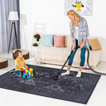 MAVAL Black Washable Rug 4x6 Area Rug (Black+Gray, 4' x 6')-B189P189003 - 正方形修复