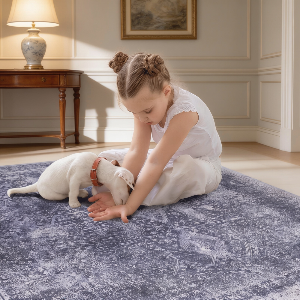 MAVAL Anthracite Washable Rug 5x8 Area Rug (Anthracite, 5' x 8')-B189P189042 - 场景图