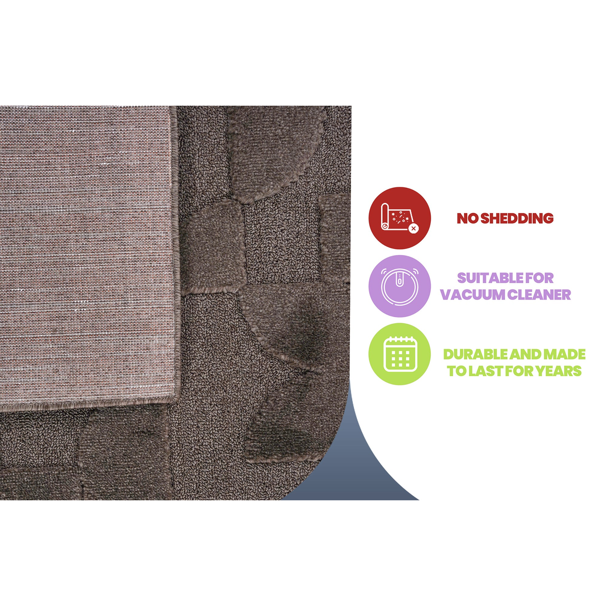 Step Collection High-Low Brown Indoor Area Rug, 5'3''x7'6'', Modern, Contemporary, Geometric, Bohemian, Bedroom, Kitchen, Living Room, Non Shedding Carpet-B189P448793 - 商品介绍图
