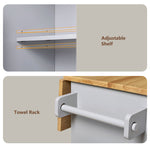 K&K Rolling Kitchen Island with Storage, Kitchen Cart with Rubber Wood Top, Spacious Drawer with Divider and Internal Storage Rack, Kitchen Island on Wheels with Adjustable Shelf Tower Rack, Grey WF316601AAG-djyc