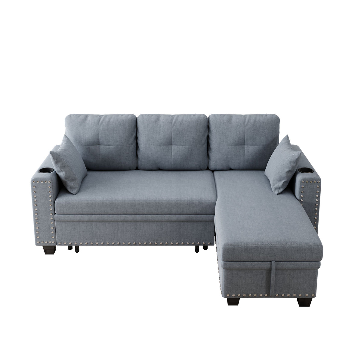85 "multi-functional dark grey sofa. L-shaped sofa Cotton and linen sofa bed can be combined into one W1278S00008-djyc