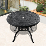 ?39.37-inch Cast Aluminum Patio Dining Table With Black Frame and Umbrella Hole W1710P166027-djyc