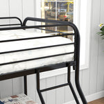 Heavy Duty Twin-Over-Full Metal Bunk Bed, Easy Assembly with Enhanced Upper-Level Guardrail, Black W840127266-djyc