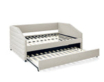 Full Size Daybed with Trundle Upholstered Tufted Sofa Bed, Linen Fabric, Beige (82.5"x58"x34") W487S00179-djyc