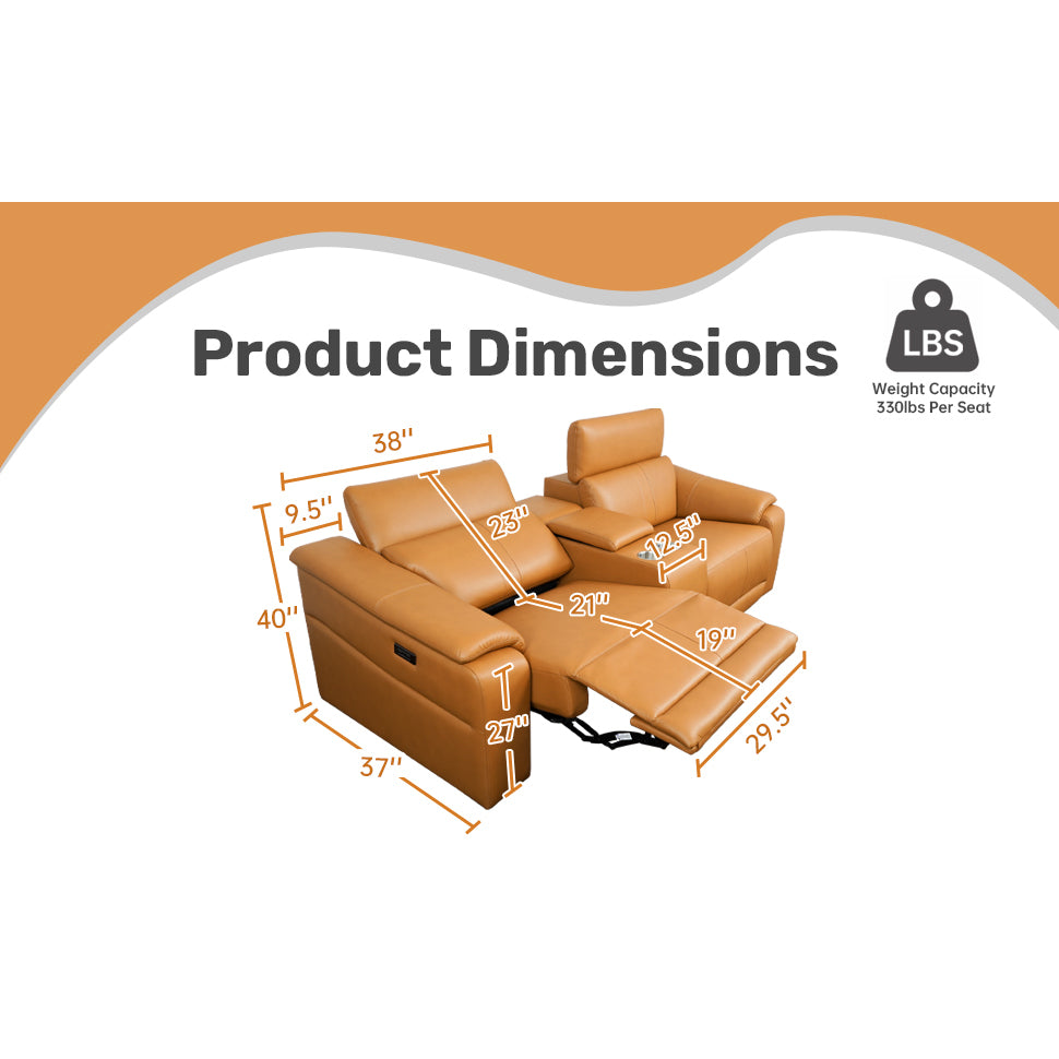 3-Piece Modular Leather Sofa with 2 Cup Holders,Comfortable Sectional Sofa Set for Living Room,Brown-B347S00033 - 商品介绍图