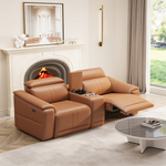 3-Piece Modular Leather Sofa with 2 Cup Holders,Comfortable Sectional Sofa Set for Living Room,Brown-B347S00033 - 正方形修复