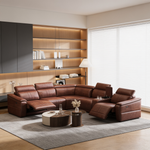 6-Piece Modular Leather Sofa with 2 Cup Holders,Comfortable Sectional Sofa Set for Living Room, Dark Brown-B347S00035 - 正方形修复
