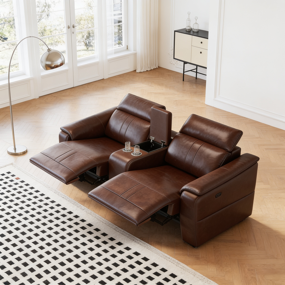 3-Piece Modular Leather Sofa with 2 Cup Holders,Comfortable Sectional Sofa Set for Living Room,Dark Brown-B347S00036 - 正方形修复