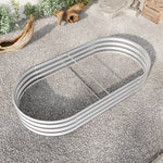 Raised Garden Bed Outdoor, Oval Large Metal Raised Planter Bed for for Plants, Vegetables, and Flowers - Silver W840101952-djyc
