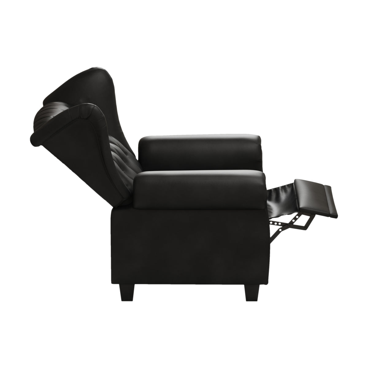Modern Tufted Push Back Armchair Technical Leather Chair, Adjustable Single Sofa Chair with Sturdy Wood Legs for Bedroom, Living Room, Small Space(Color:Black) W1669P199585-djyc