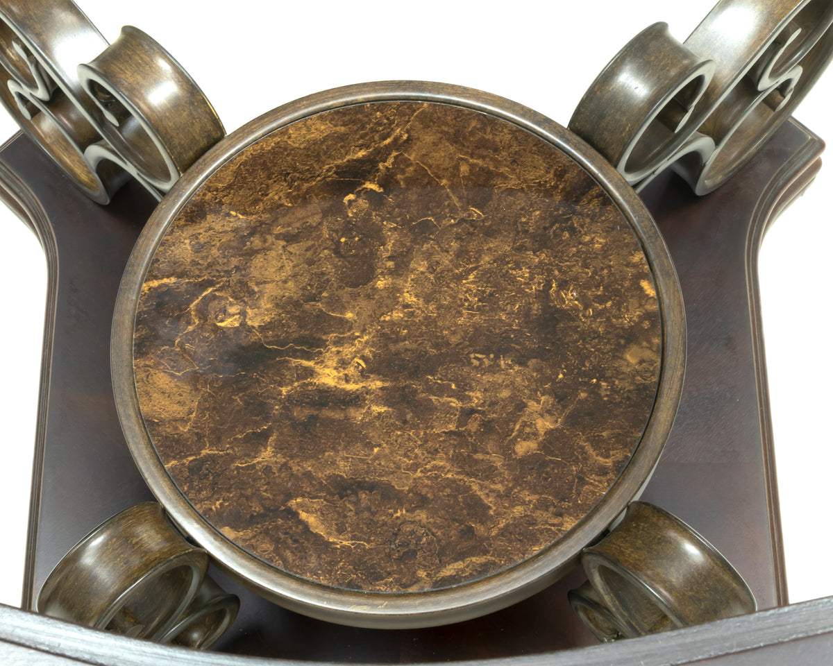 End table,Glass table top, MDF W/marble paper middle shelf, powder coat finish metal legs. (26.3"Lx26.3"Wx24"H) W48720761-djyc