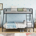 Heavy Duty Twin-Over-Full Metal Bunk Bed, Easy Assembly with Enhanced Upper-Level Guardrail, Black W840127266-djyc