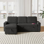 85.8" Pull Out Sleeper Sofa L-Shaped Couch Convertible Sofa Bed with Storage Chaise And Storage Racks,With USB Port And T-pyce Port W834S00265-djyc