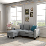 Sofas for families, apartments, dorms, bonus rooms, compact Spaces with lounge lounges, 3 seater, L-shaped design for the chaise, 680 LBS capacity - light grey W1793138512-djyc