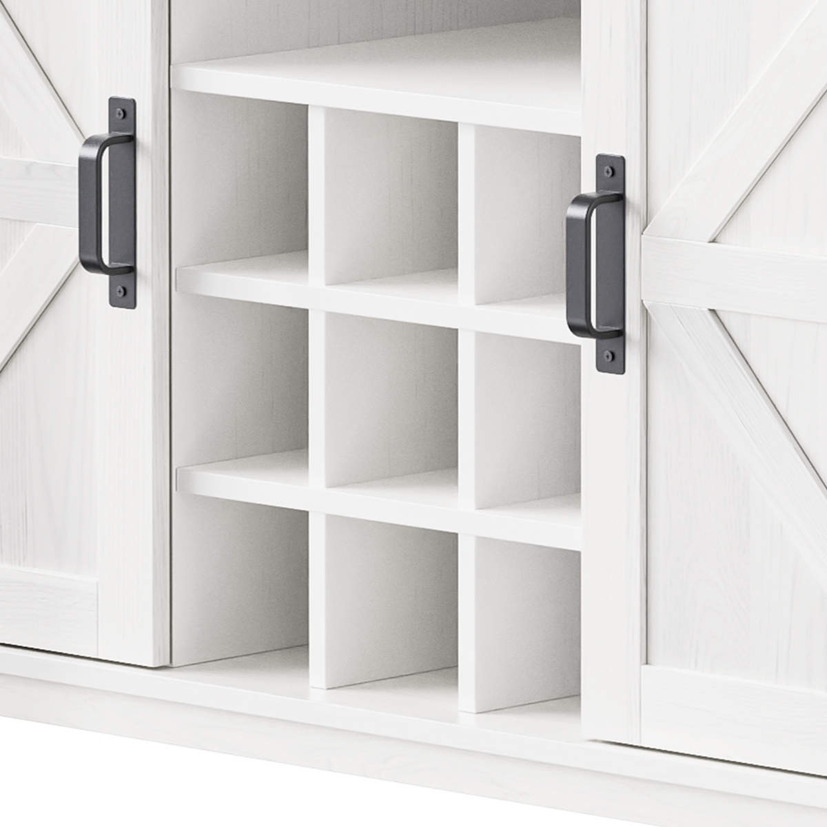 K&K 71" Farmhosue Pantry Bar Cabinet with Internal Storage Rack,Kitchen Cabinet with Hutch,Sliding Door,Power Outlet,Pegboard,Wine & Glasses Rack,3 Drawers,Rustic Coffee Bar Storage Cabinet,White Oak N707S000008W-djyc