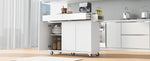 K&K 53.2''Kitchen Island with Drop Leaf, Kitchen Storage Cart with Spice Rack, Towel Rack and 2 Drawers, Rolling Kitchen Island on Wheels with Adjustable Shelves for Kitchen, Dining Room, White N707P173041W-djyc
