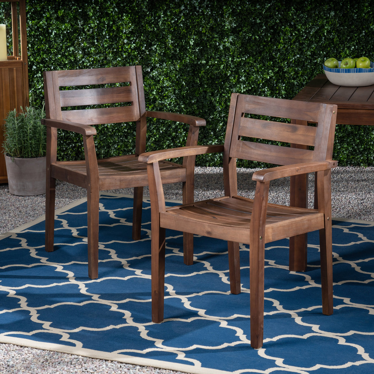STAMFORD Dining Chairs Set of 2,Acacia Wood Patio Armchair,for Backyard, Poolside, Garden,Dark Brown N762P251941D-djyc