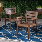 STAMFORD Dining Chairs Set of 2,Acacia Wood Patio Armchair,for Backyard, Poolside, Garden,Dark Brown N762P251941D-djyc