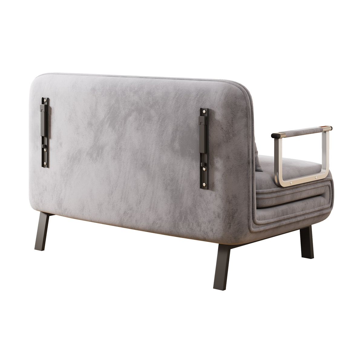 39″ Convertible Chair Bed, Tri-Fold Sofa Bed with Adjustable Backrest & Pillow, Leisure Chaise Lounge Couch with Sturdy Steel Frame for Home & Office, Comfortable Sleeper Chair Light grey Dutch velvet W1767P192812-djyc