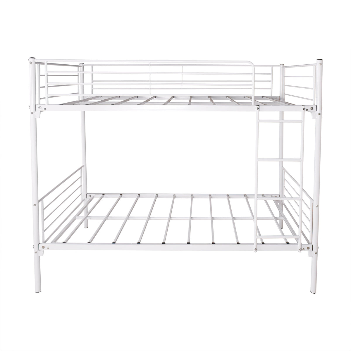 Twin-Over-Twin Bunk Bed with Metal Frame and Ladder, Space-Saving Design,White W84034153-djyc