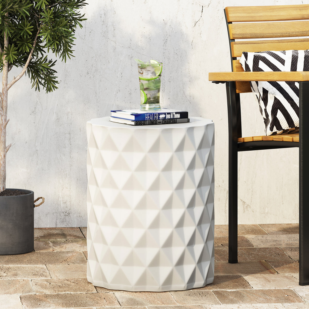 Outdoor LightWeight Concrete Side Table 73431-djyc