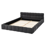 Queen Size Upholstered Bed Frame with Thick Fabric, Chenille Fabric Grounded Queen Size Platform Bed with Headboard and Solid Frame. No Box Spring Needed, Dark Grey(68''*86.5''*23.5'') W487S00221-djyc
