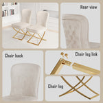 Dining Chair Set of 2, Beige velvet Backrest and golden Metal legs.For Modern Kitchen Dining Room Chair for Kitchen Living Modern decorative Leisure chairs.Office chairs y-2009 W1727P195278-djyc