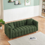 Refreshing Green Teddy Fleece Sofa - 80" Ideal for Living Room or Bedroom, Comes with Two Throw Pillows and Sturdy Hardware Foot Support W1278141694-djyc