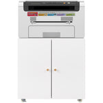 Metal Printer Stand with Storage Mobile Printer Tables for Small Spaces with Door Adjustable Shelf File Cabinet on Wheels for Home Office (White) W1247110443-djyc