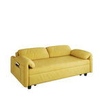 Dual-Purpose Velvet Sofa Bed: Elegant Yellow Sofa Transforms into a Retractable Bed for Your Living Room W1278P152680-djyc
