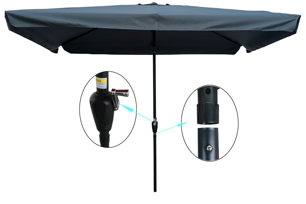 10 x 6.5ftPatio Umbrella OutdoorWaterproof Umbrella with Crank and Push Button Tilt for Garden Backyard PoolSwimming Pool Market W65627952-djyc