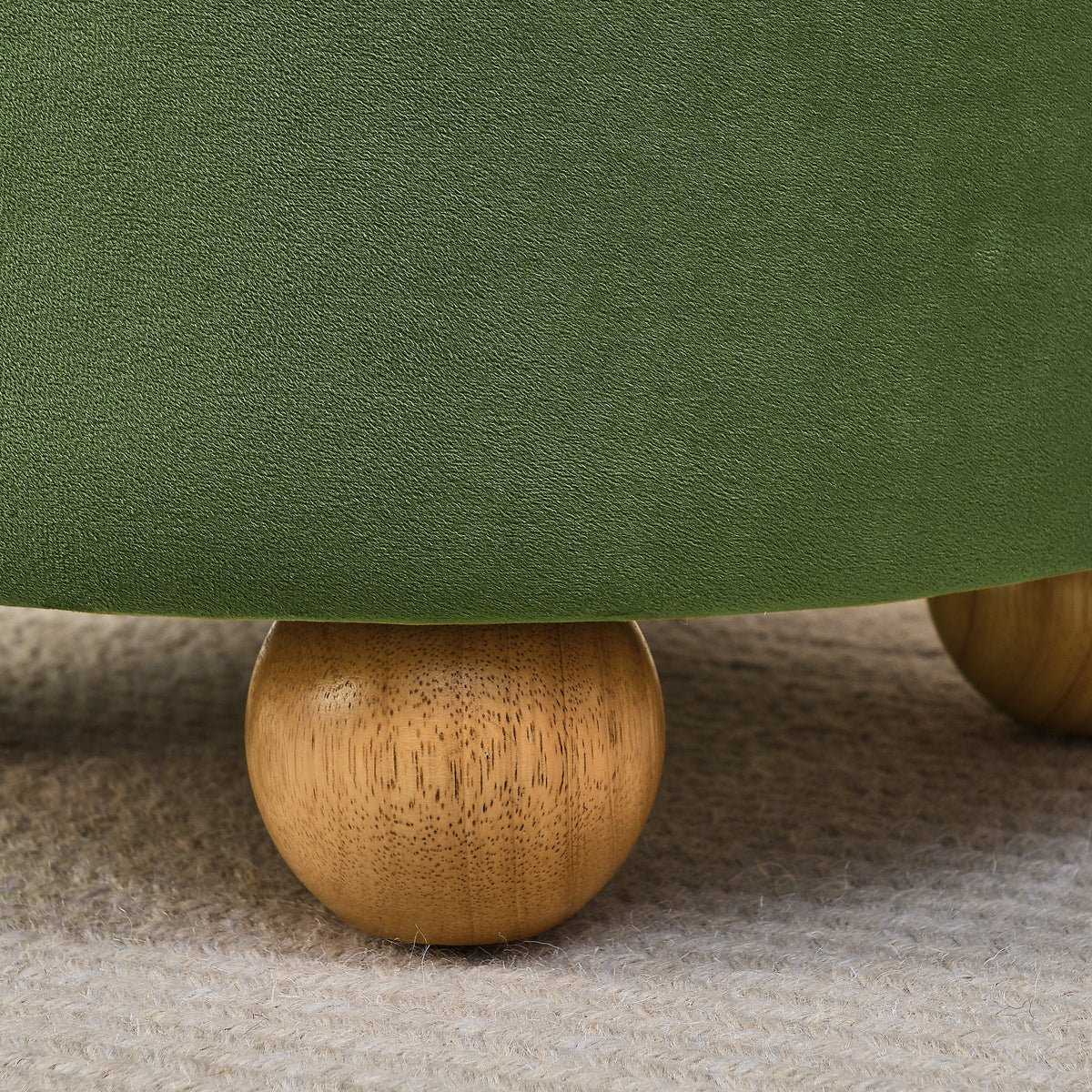 Round Storage Ottoman, multi-functional round flannel button Ottoman, lid can be turned over as a table top, with storage space-GREEN W487P243603-djyc